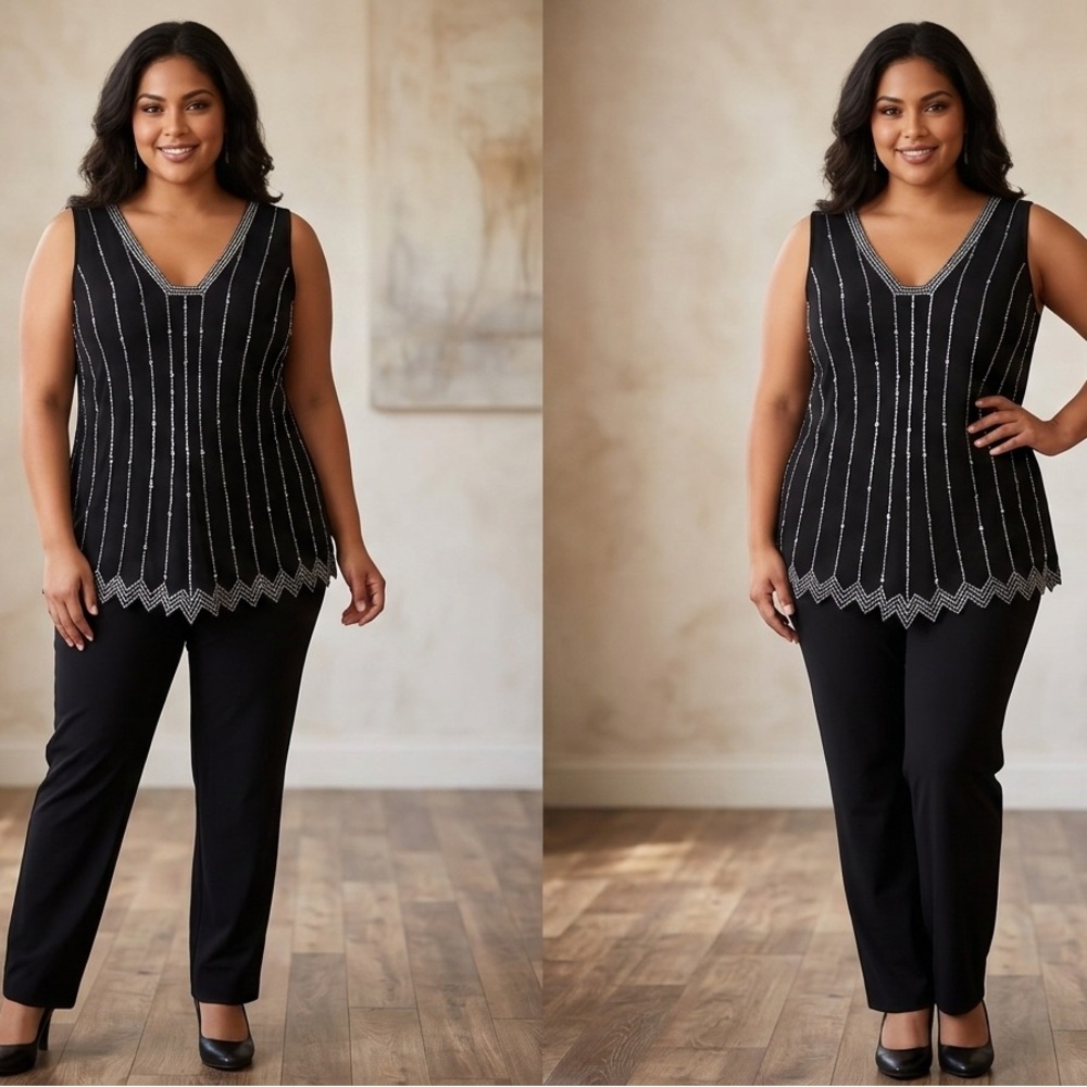 Studio 1940 Black and Silver blouse